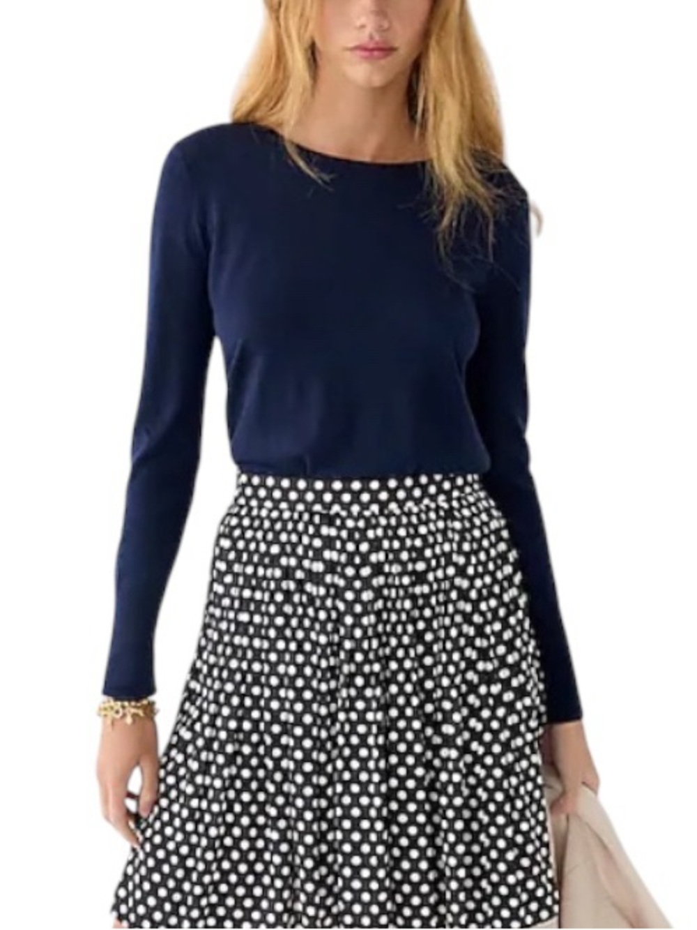 J.Crew Halle Crewneck Merino Wool Knit Sweater Navy Medium